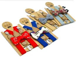 Barn hängslen bowtie set pojkar justerbara hängslen sätter blommor flickor yback Brace bälte elastiska y ryggstöden klipp 15 färger yw36216703