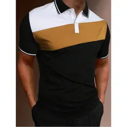 Men Summer Short Sleeve Spell Color Polo Shirt Men Slim Fit Sport Golf Polo Shirt . 240412