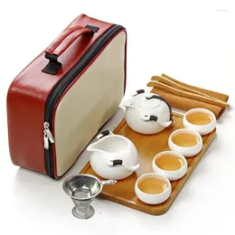 يتجهيت Teaware 11pcs 12 pcs حقيبة سفر Teate Tear tray The Ding Kiln Portable Set Quick Cup Cup Teapot Gaiwan.