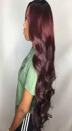 1b99J Wine Red Full Lace Human Hair Wigs Body Wave Peruvian Burgundy Hair Glueless Lace Front Wigs130 Density7893984