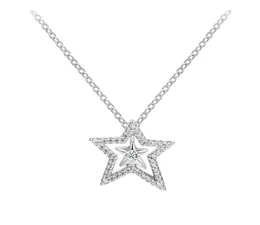 Pave Asimmetric Star Collier Necklace Ciondolo Originale 925 Silver Chain Woman Dispositivo FACCIO UP3045351