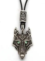Grüne Augen Wolf Anhänger Vegvissir Valknut Runen Perle Viking Schmuck Halskette Heidanische Amulett Talisman Drop119068725661305