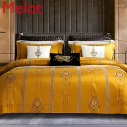 Yatak Seti Uzun Başlıklı Pamuklu Dört Parçalı Set Tüm Saf Yataklar Yorgan Kapağı Yastık Kılıfı Üst düzey uygun fiyatlı lüks
