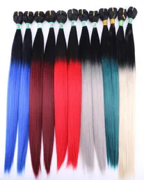 Angie 10-24 Zoll 100 Gramm/Los Silky gerade Haarbündel 1/613# Ombre Farbe Synthetische Haarverlängerungen für Frauen 2102163434987