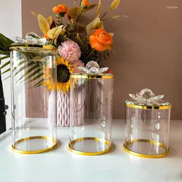 Förvaringsflaskor europeiska kristallglas burk godis med lock bordets topp smycken låda kök fruktmutter diverse behållare