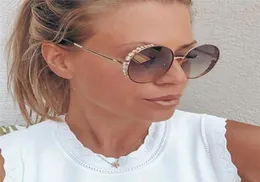 Złote okrągłe okrągłe okulary przeciwsłoneczne dla kobiet Ins Celebryty Sunnies Fake Designer Gradient Men039s Słońce 13847935328