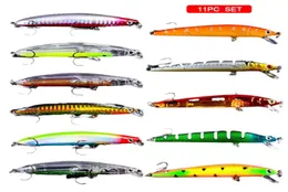 11pcsset 95mm 95g 6 gancio pesca pesca ad esca in plastica ganci per esatti artificiali bassi di crankbait tackle6021991