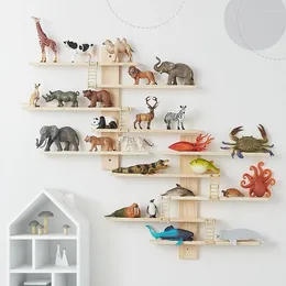 Dekorative Teller Wand hängend handgemachte Modell Display Rack Holzschelfpuppen Spielzeugdekoration Aufbewahrung