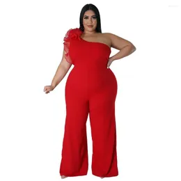 Kadın tulumları artı boyutu tulum kadın pantolon bir omuz büyük bodysuit 4xl