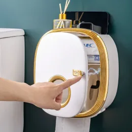 Toalhas Caixa de armazenamento de prateleira de banheiro dourado Punto de papel de parede de papel de parede de papel higiênico caixa de papel à prova d'água