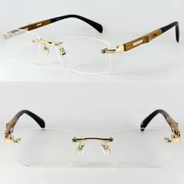 Pure Titanium Wooden Hand Made Rimless Eyeglass Frames Luxury Myopia RX ABLE MENINOS MENINOS ESPECTÁCULOS DE TOP REAL 2103237145704