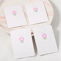 Jewelry Pouches 10/50/100pcs Pink Flower Paper Cards 5x7cm Hanging Lables For DIY Bracelet Necklace Display Tags Retail Price Lable