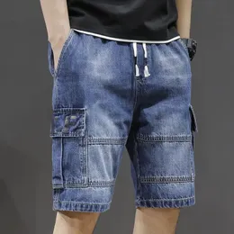 Männer Denim Jeans Shorts Straight Denim Shorts Multi-Pocket-Jeans gute Männer losen lässige Kurzjeans Knielänge 240412