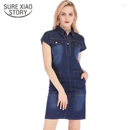 Abiti da festa Elegante abito elegante 2024 Summer Fashion Denim Casual Self Lady Lady Slim Short Short Shortoming 4051 50