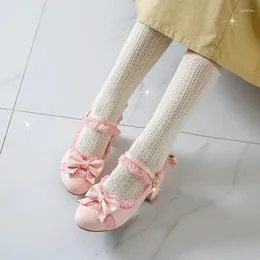 Sukienka buty żeńskie koronkowe środkowe, masywne pięta słodkie dziewczyny żeńska kawaii herbata impreza japońskie japońskie anime lolita kobiety harujuku cosplay łuk