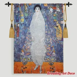 Tapissries Gustav Klimt Portrait of Baroness Tapestry Wall Hanging Jacquard Weave Gobelin Home Art Decoration Bomull