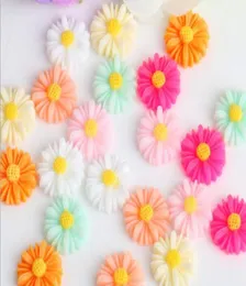 100pcs 22mm Resina Daisy Flores de flores Para scrapbooking Craft DIY CLIP ACESSÓRIOS DE MODANTE