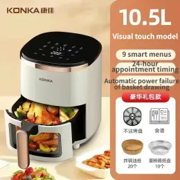 Fryers 10.5L Fryer Air Without Oil Air Air Electric Fry con finestra Visualizzabile Touch Screen Home Square Friggitore Deep Airfryers 220V 220V