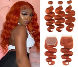 Ishow Brazilian Virgin Weave Extensions Body Wave 828inch For Women 350 Straight Wefts Orange Ginger Color Human Hair Bundles wi1946159