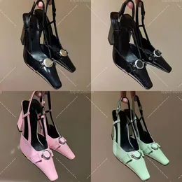 디자이너 발 뒤꿈치 여성 슬링 백 발 뒤꿈치 2024 새로운 브랜드 펌프 패션 럭셔리 형식 신발 정품 가죽 하이힐 샌들 대형 EU35-43
