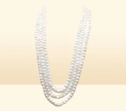 Handgefertigtes langes, 200 cm natürliches 78 mm weißer Barock -Süßwasser -Perlenketten -Pullover Kette222S6370537