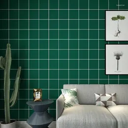 Papéis de parede American Light Luxury Style Wall Papel de parede preto e branco Retro Green Green Living Room Sofá Bordado