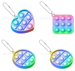 Rainbow Square Circle Round Fidget Keychain Push Bubble Key Ring Toys Pendent Sensory Bubbles Popper Brettspiel Sensorisches Spielzeug Anxiet6422582