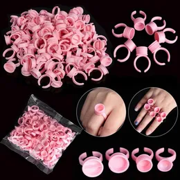 100pcs Einwegkappen Microblading Pink Ring Tattoo Ink Cup für Frauen Männer Tattoo Nadel liefert Accessorie Make -up Tattoo Tools7365329