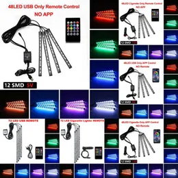 2024 2024 NEON 48 72 LED LENTE INTERIOR Ambient Fall Light com lâmpadas decorativas de controle de aplicativos de música remota sem fio USB Auto RGB