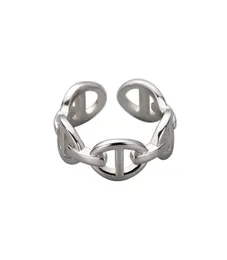 925 Sterling Silber Ring Koreanisch niedliche Cartoon Schweinsringe für Frauen minimalistische hohle Paar Schmuckliebhaber Geschenke6318449