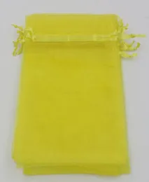 Lemon Yellow 7x9cm 9x11cm 13x18cm Organza Jewelry Gift Pouch -väskor för bröllopsgaversbärar Accessories7897578