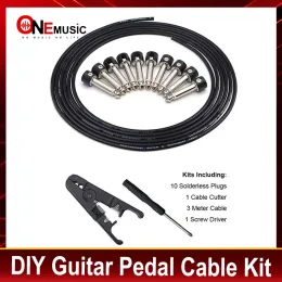 Guitar Black Diy Guitar Pedal Patch Cable Solderfree Pedal Board Copper Cable Kit 10ft 10 Strait Audio 6.35 Plugs for Guitar Pedal