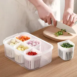 Storage Bottles Kitchen Refrigerator Ingredients Category Crisper Box Vegetable Drain Basket Garlic Pepper Fresh-Keeping Organizer With Lid