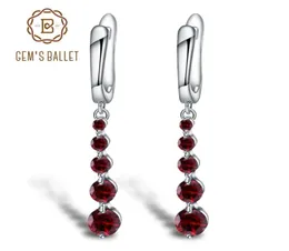 GEM039S BALLET 267CT Doğal Kırmızı Garnet Taş Damla Küpe Orijinal saf 925 Sterling Gümüş Güzel Takı Kadınlar için 2106242395144