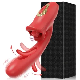 Leistungsstarke Zungen-Licking Dildo Vibrator Frau G-Punkt Clitoris Vaginalstimulator Erwachsener Masturbation Massagegerät Ehepaar Sexspielzeug 18 240402