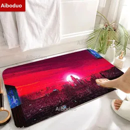 Tappetini da bagno calare non slip pavimento tappeto al sole al sole della casa decorazione cucina tappeto sottile assorbente corridoio ingresso bagno rosso stuo