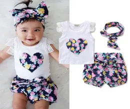 2017 Yeni Yaz Toddler Kids Bebek Bebek Kıyafetleri Kıyafetler Tshirt Topspantsshortsskirt 2pcs Set5964718