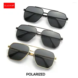 Sunglasses KLASSNUM Men's Polarized Metal Classic Square Frame Driving Anti Glare Sun Glasses UV400 Fishing 2024