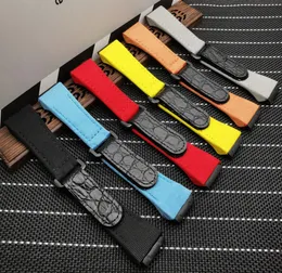 Top -Qualität 25 -mm -Männer Nylon -Leinwand nähen echtes Leder -Uhrband für Richad Mile RM500301 RM11 RM011 Schnalle mit Logo7116091