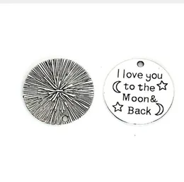 100pcs Antique Silver I Love You to the Moon and Back Charms pendenti 25mm8923168