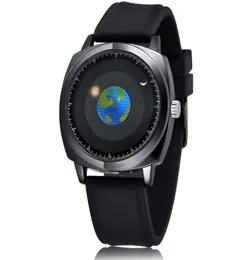 Addies Brand Fashion Creative Design Quartz Mens Watches 42mm unik Sun Moon Dial Watch med silikonband eller läderband4313454