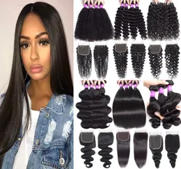 9A Mongolian Human Hair Bundles With Lace Closure Loose Deep Water Wave Hair Weaves 3 Bundles With 4x4 Lace Closure Human Hair Ext8192364