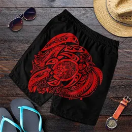 Męskie spodenki Red Turtle Tiki Hawaii Beach Short Trunks Polynesian Swim Gym Ice Boy Pants Ropa Hombre