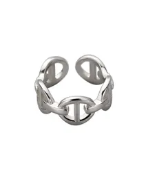 925 Sterling Silber Ring Koreanisch niedliche Cartoon Schweinsringe für Frauen minimalistische hohle Paar Schmuckliebhaber Geschenke 4631735