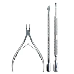 Ny 2024 Cutter Nipper Clip Cut Set 3 PCS Rostfritt stål Nagelkuttar Pushers Spoon Nail ScoSor Dead Skin Remover Tools for Womennail Nuticleble
