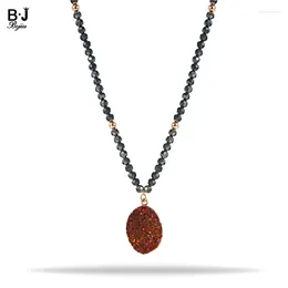 Pendant Necklaces BOJIU Women Beaded Black Crystal Bead Long With Natural Durzy Decorations Jewelry NKS165