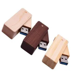 شعار مخصص خشبي دوار عصا USB 20 ذاكرة فلاش قلم محركات 64G 128G 32G 8G 16G 1G6496318