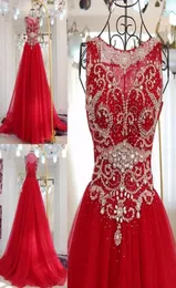 2018 Vestido de Noiva Shiny Dooling Crystal Prom Dresses Red Scoop Plub Dress Women Ordial Dress Dress Barty 2273823