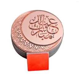 Festliche Lieferungen 10PCS Eid Ramadan Cupcake Toppers Mirror Round Cake Disc Topper für Partys DIY Dekoration