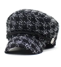 LDLYJR 2021 Baumwollwomen Plaid Zunge Beret Einfache lässige achteckige Kappe Herbst und Winter Joker Maler Hut 316954596